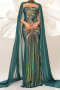 elegant slight stretch sequin decor padded maxi dress with long mesh cloak_Green