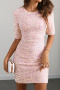 elegant non-stretch 3 colors sequin decor crew neck backless mini dress_Pink