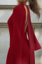 casual slight stretch solid color backless lace-up midi dress_Black_Red
