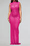 sexy plus size stretch rhinestone see through mesh maxi dress new add color_Black_Magenta