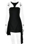 casual slight stretch solid color kink midi dress_Black