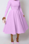 casual plus size non-stretch 7 colors solid color crew neck midi dress_Black_White_Pink_Green_Sky Blue_Blue_Light Purple