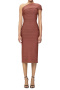 elegant slight stretch high quality solid one shoulder slim slit midi dress_Red_Blue_Brown