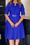 stylish office lady plus size slight stretch 3 colors with belt midi dress_Red_Blue