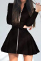 stylish slight stretch 2 colors pu leather pleated mini dress_Black