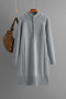 casual slight stretch 6 colors solid knitted zip-up long sleeve midi dress_Black_Gray