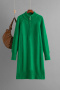 casual slight stretch 6 colors solid knitted zip-up long sleeve midi dress_Black_Gray_Green