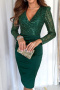 s-2xl sexy slight stretch lace patchwork sequins slim midi dress_Black_Green