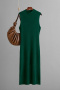 casual slight stretch 6 colors solid color knitted sleeveless slit midi dress_Black_Gray_Rose Red_Dark Green