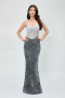 sexy plus size stretch underwire rhinestone sequins maxi dress(new added colors)_Black_Red_Gold_Silver