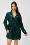 stylish plus size slight stretch sequin decor single-breasted mini dress_Black_Red_Green
