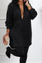 stylish plus size slight stretch sequin decor single-breasted mini dress_Black
