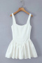 casual non-stretch square neck solid color zip-up mini dress(size run small)_White