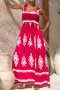 new bohemian style no-stretch contrast fixed printing slip maxi dress_Black_Red