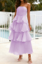 new no-stretch patchwork 5-color with liner bandeau maxi tiered dress_Pink_Yellow_Light Green_Sky Blue_Light Purple