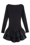 stylish slight stretch 3 colors cascading ruffle mini dress(size run small)_Black