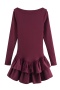 stylish slight stretch 3 colors cascading ruffle mini dress(size run small)_Black_Rose Red