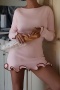 xs-l stylish slight stretch 6 colors bell-sleeve mini dress_Black_Pink