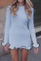 xs-l stylish slight stretch 6 colors bell-sleeve mini dress_Black_Pink_Red_Rose Red_Sky Blue
