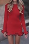 xs-l stylish slight stretch 6 colors bell-sleeve mini dress_Black_Pink_Red