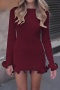 xs-l stylish slight stretch 6 colors bell-sleeve mini dress_Black_Pink_Red_Rose Red