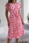 casual non-stretch heart-shaped print with belt pleated midi dress_Black_Pink