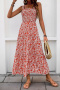casual non-stretch 5 colors floral batch printing sling midi dress_Black_Red