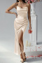 elegant slight stretch satin 4 colors backless sling maxi dress_Black_Pink_Blue_Champagne