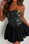 sexy slight stretch tube design sequin decor mini dress_Black