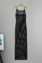 sexy slight stretch solid color sling slim fit knitted hollow maxi dress_Black