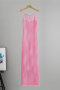 sexy slight stretch solid color sling slim fit knitted hollow maxi dress_Black_Pink