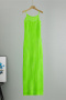 sexy slight stretch solid color sling slim fit knitted hollow maxi dress_Black_Pink_Orange_Light Green