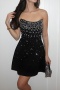 elegant slight stretch rhinestone decor tube design mini dress_Black