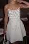 elegant slight stretch rhinestone decor tube design mini dress_Black_White