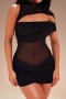sexy slight stretch mesh hollow see-through bodycon mini dress_Black