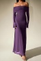 s-l elegant slight stretch mesh solid off-the shoulder maxi sparkling dress_Dark Green_Purple