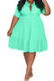 casual plus-size non-stretch 13-color short-sleeved midi shirt dresses_Black_White_Light Pink_Magenta_Yellow_Orange_Light Green_Aqua Green