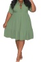 casual plus-size non-stretch 13-color short-sleeved midi shirt dresses_Black_White_Light Pink_Magenta_Yellow_Orange_Light Green_Aqua Green_Green_Dark Green