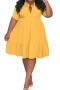 casual plus-size non-stretch 13-color short-sleeved midi shirt dresses_Black_White_Light Pink_Magenta_Yellow