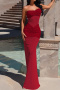 sexy slight stretch stitching see-through mesh tube design maxi dress_Black_Rose Red