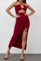 sexy slight stretch 5 colors halter-neck hollow midi dress_Black_Rose Red