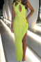 sexy slight stretch ribbed knit 4 colors hollow slit maxi dress_Pink_Light Green