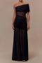 sexy slight stretch see-through mesh shirring maxi dress_Black