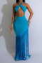 sexy plus size slight stretch hollow slim fit tassel maxi dress new add color_Black_Blue