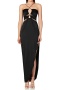 sexy slight stretch satin 4 colors hollow out maxi dress_Black