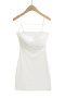 casual stretch sling slim fit with padded pleated mini dress size run small_Black_White