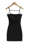 casual stretch sling slim fit with padded pleated mini dress size run small_Black