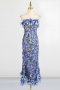 elegant high quality slight stretch mesh flower embroidered 3 colors midi dress_Magenta_Blue