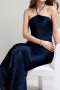elegant slight stretch 3 colors tassel halter-neck maxi dress_Dark Green_Dark Blue