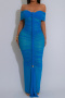 sexy plus size slight stretch mesh off shoulder maxi dress_Black_Green_Blue